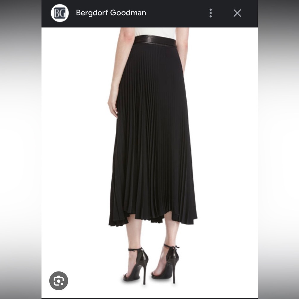 ALC black pleated wrap skirt with leather belt 4